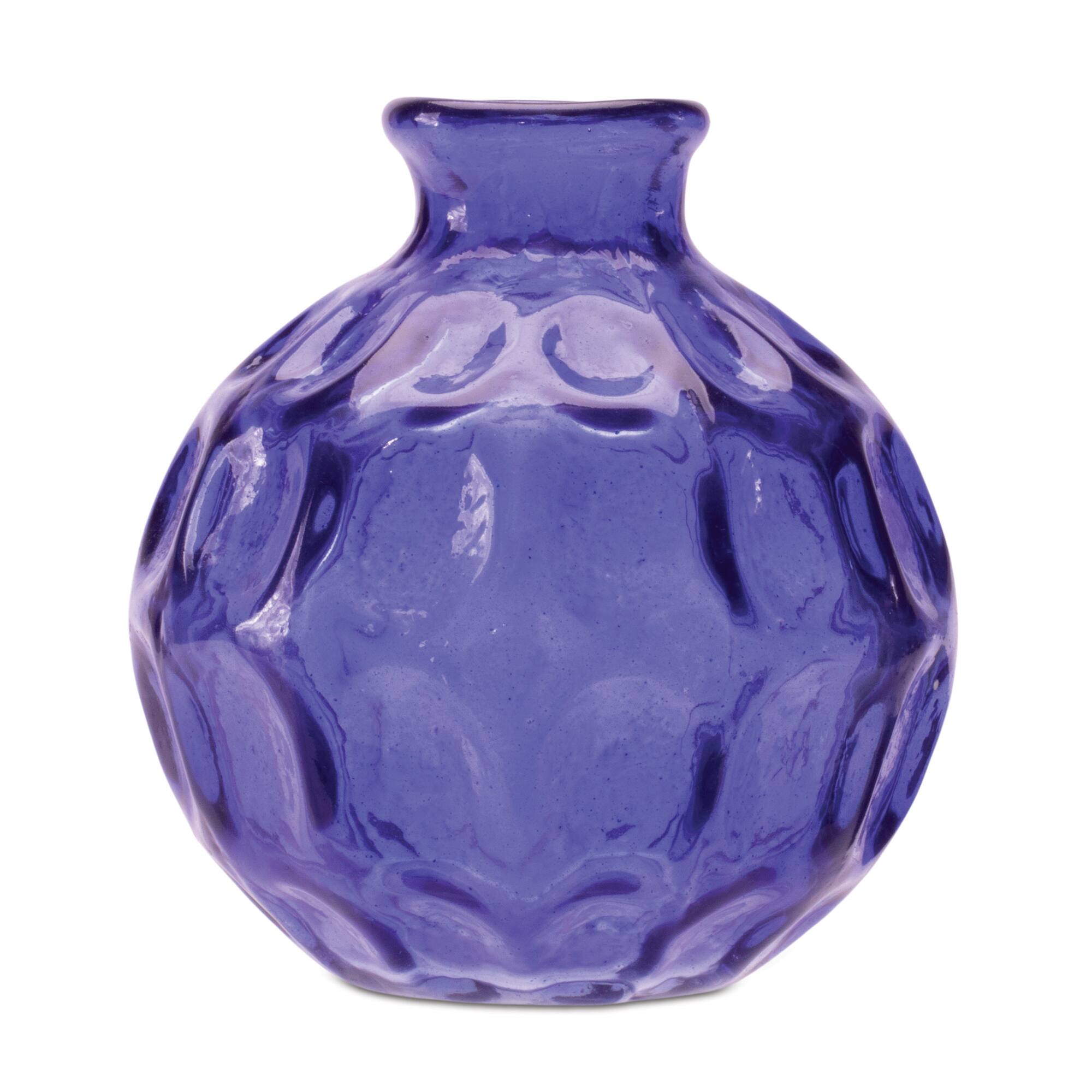 4.25" Blue Bubble Glass Bud Vase Set